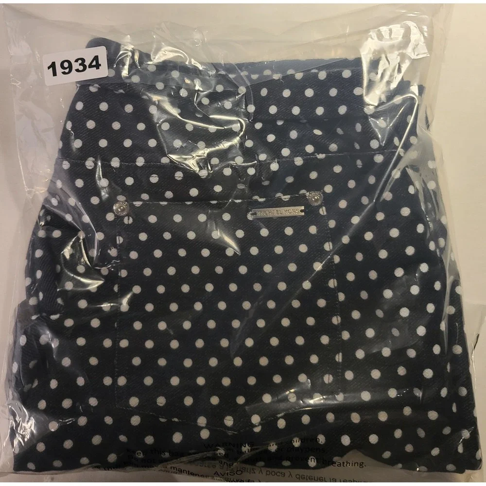 Michael‎ Kors Navy White Polka Dot Pull On Leggings Pants Women's Large Casual